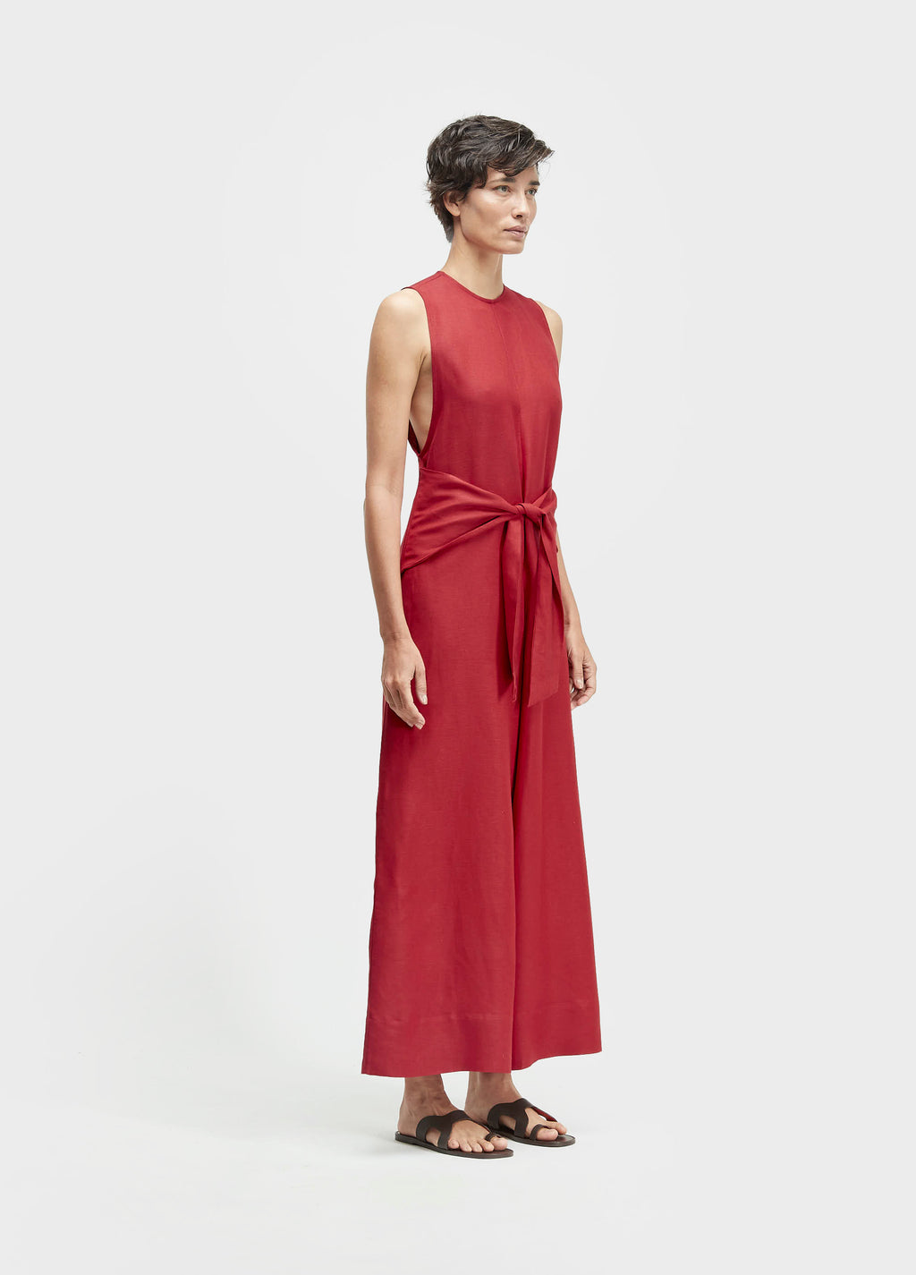 MACACÃO SLEEVELESS LINEN AMARRAÇÃO