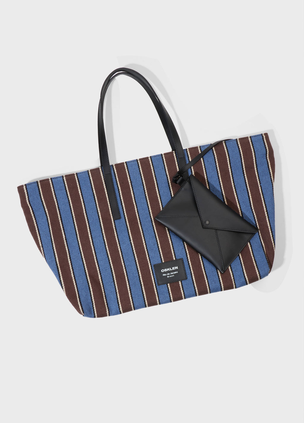 Bolsa Ivy Lona Listras Azul Marrom – Osklen – foto 6