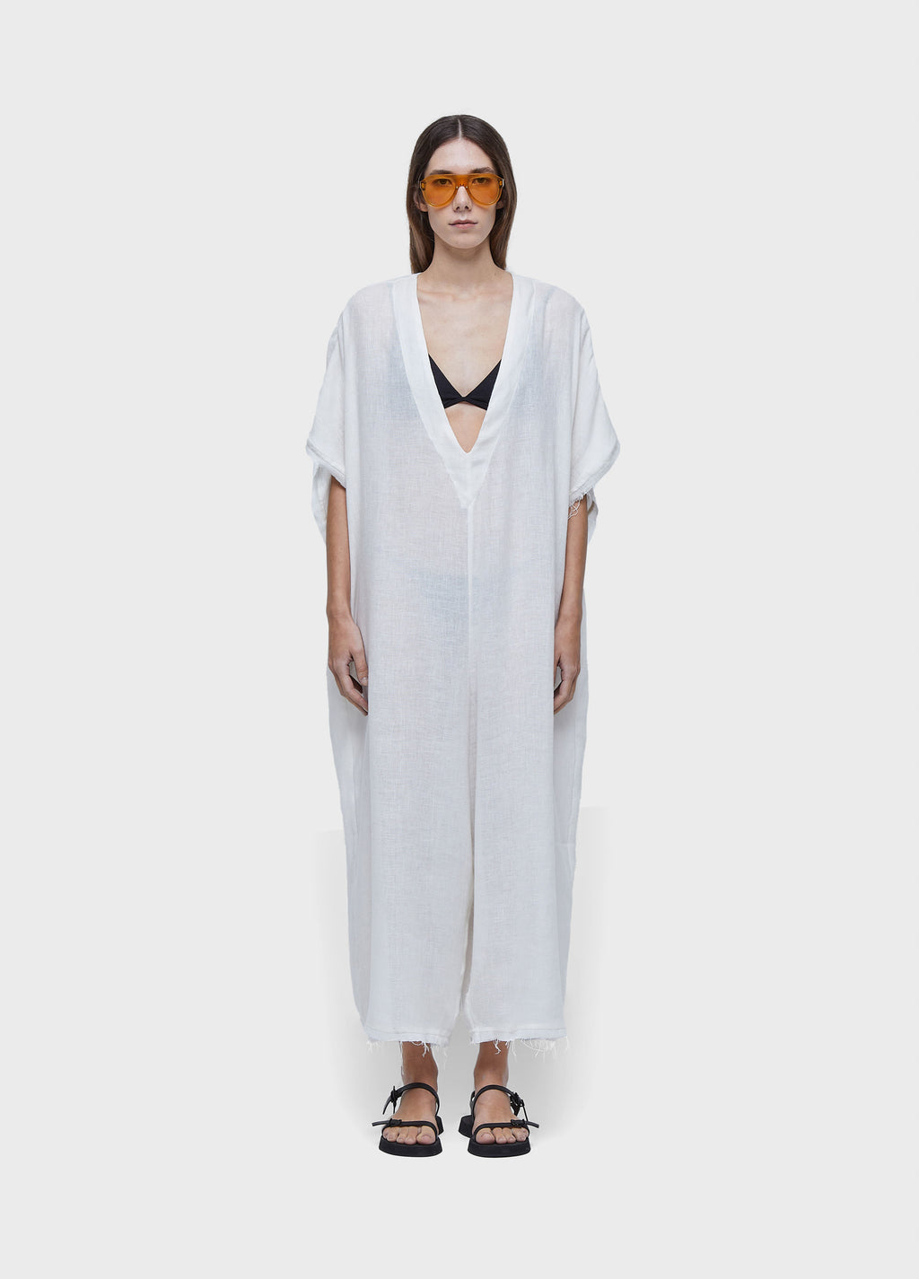WIDE RECYCLED LINEN JUMPSUIT