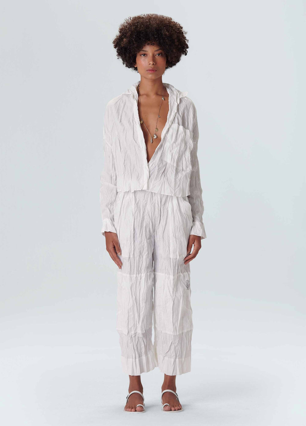WRINKLED TRICOLINE PANTS