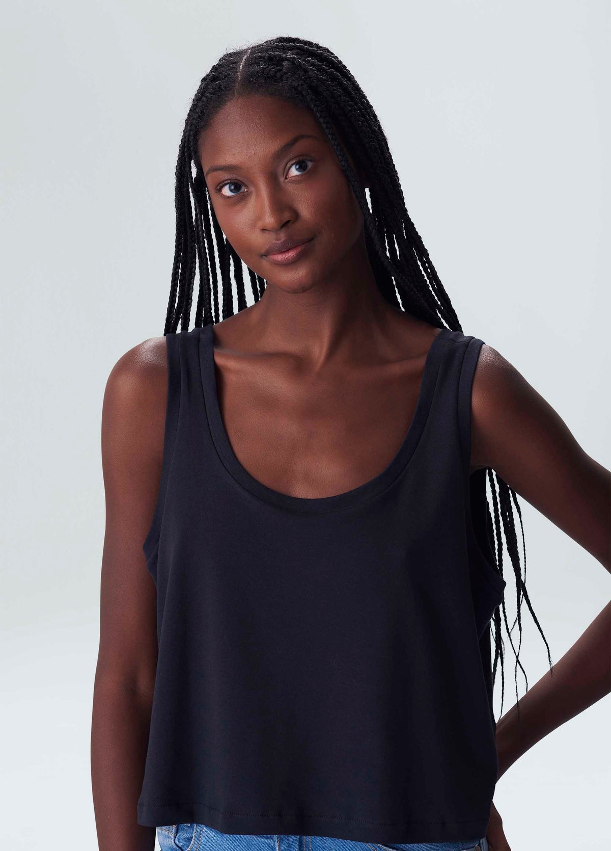 U-NECK CROPPED TANK TOP E-BASICS