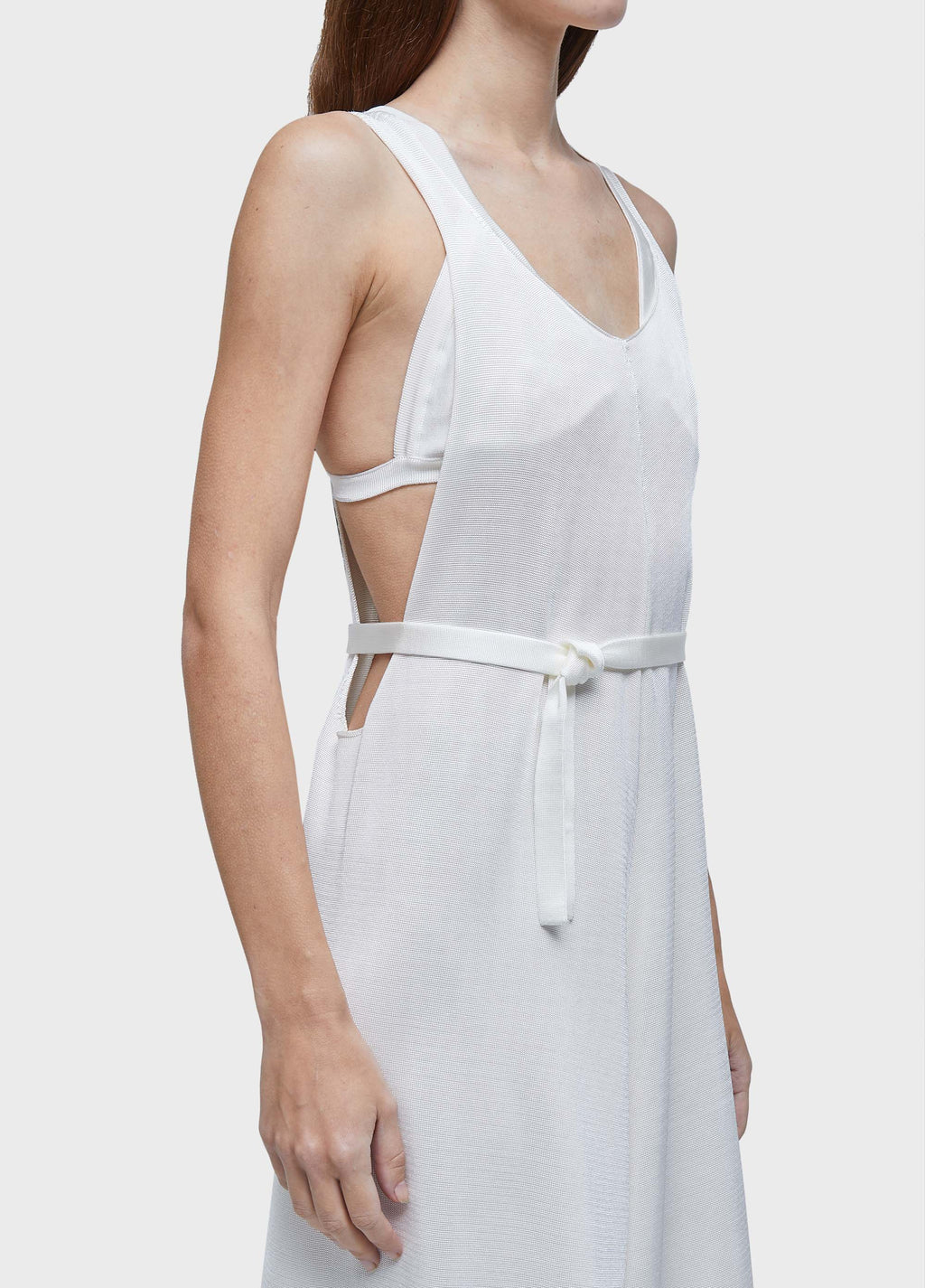 RAYON RACERBACK JUMPSUIT WITH TIE