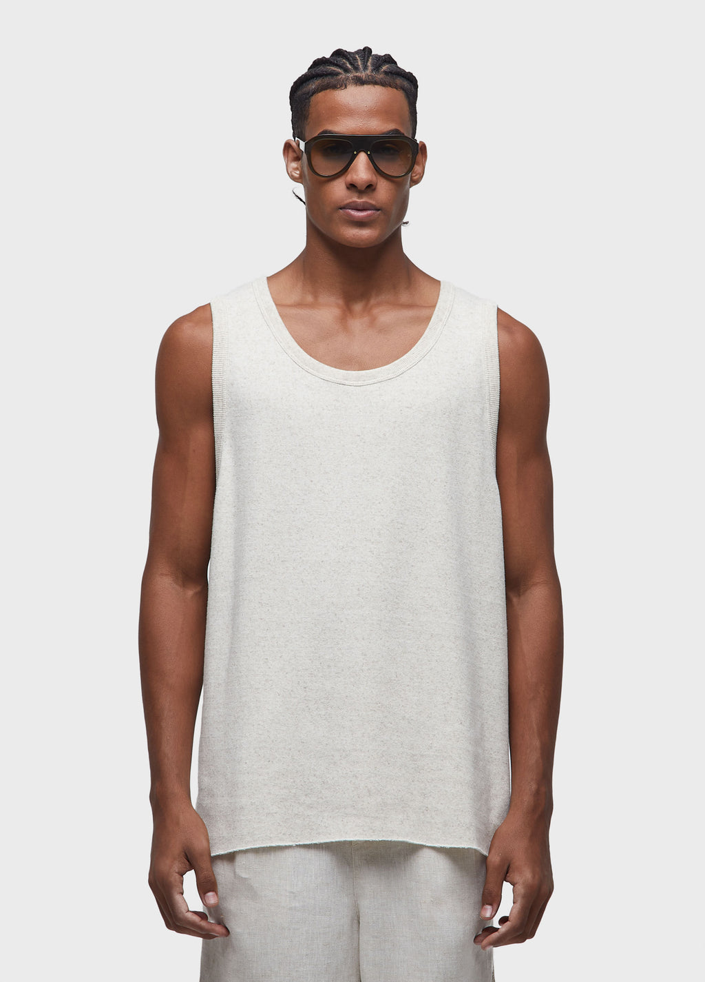 RIB KNIT YOKE TANK TOP
