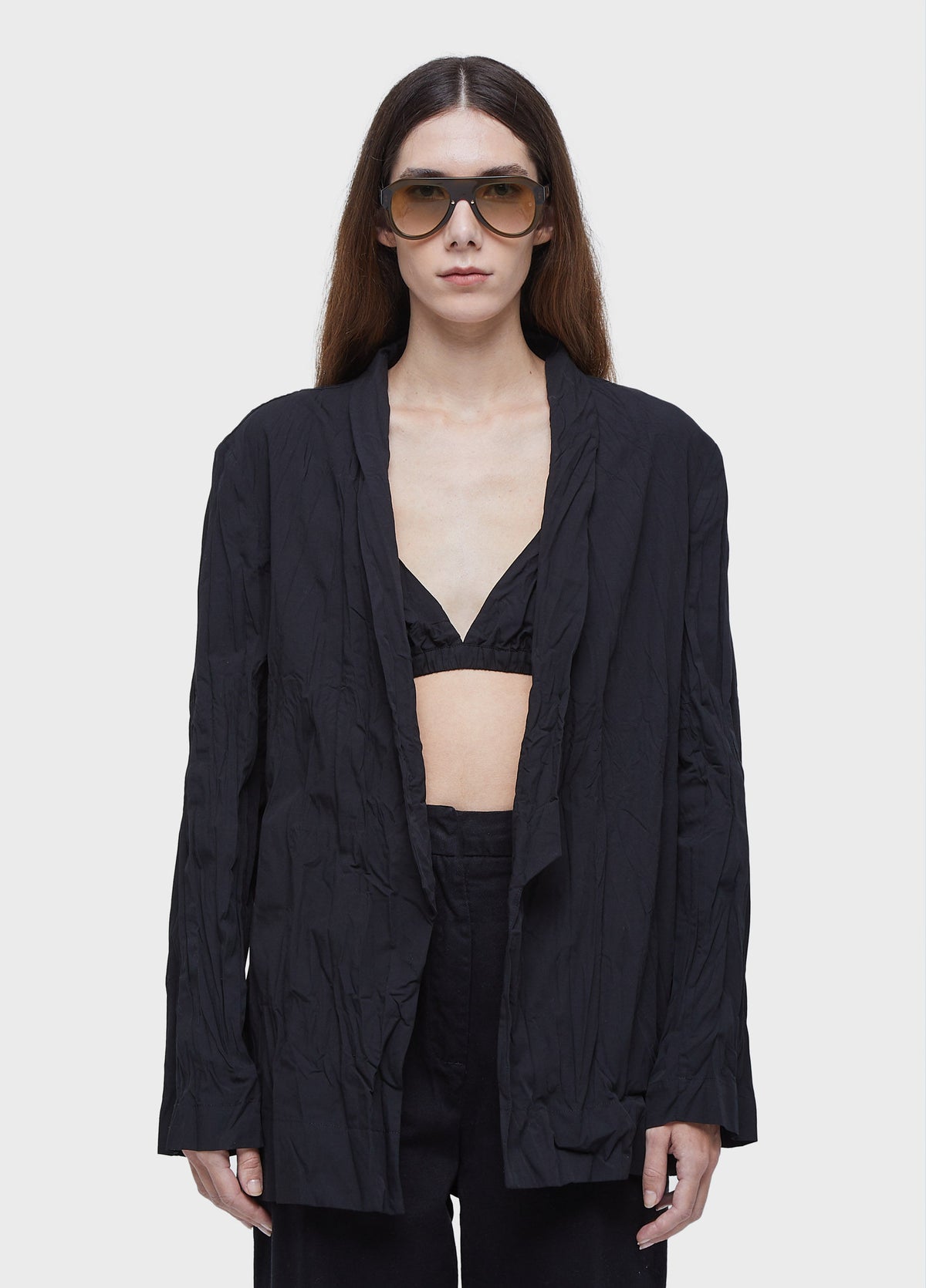 WRINKLED TRICOLINE BLAZER