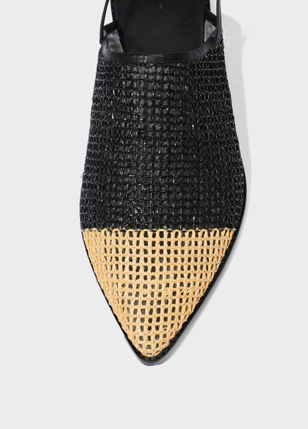 TWO-TONE RAFFIA BABOUCHE
