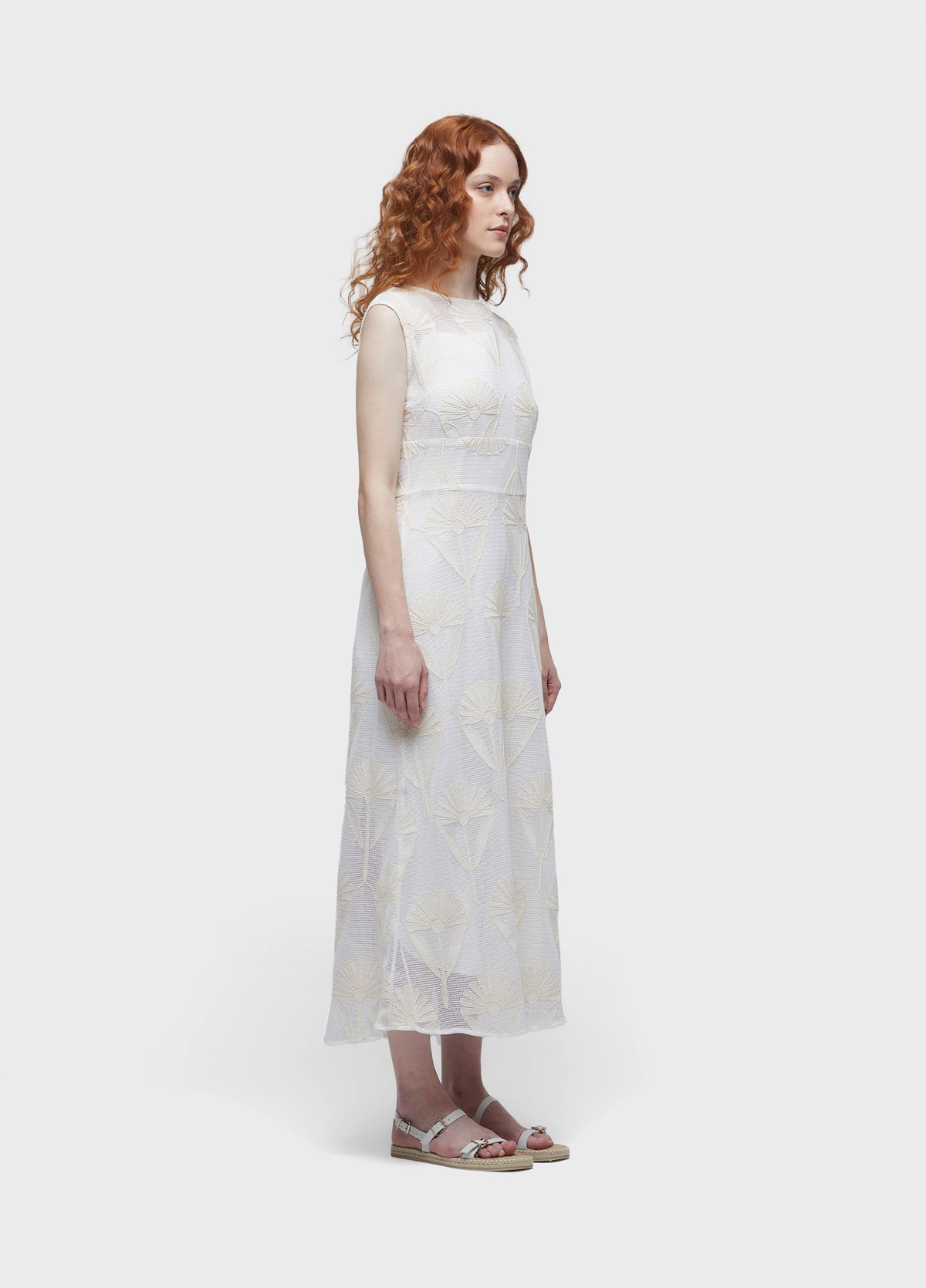 SUN FLOWER EMBROIDERED MESH DRESS
