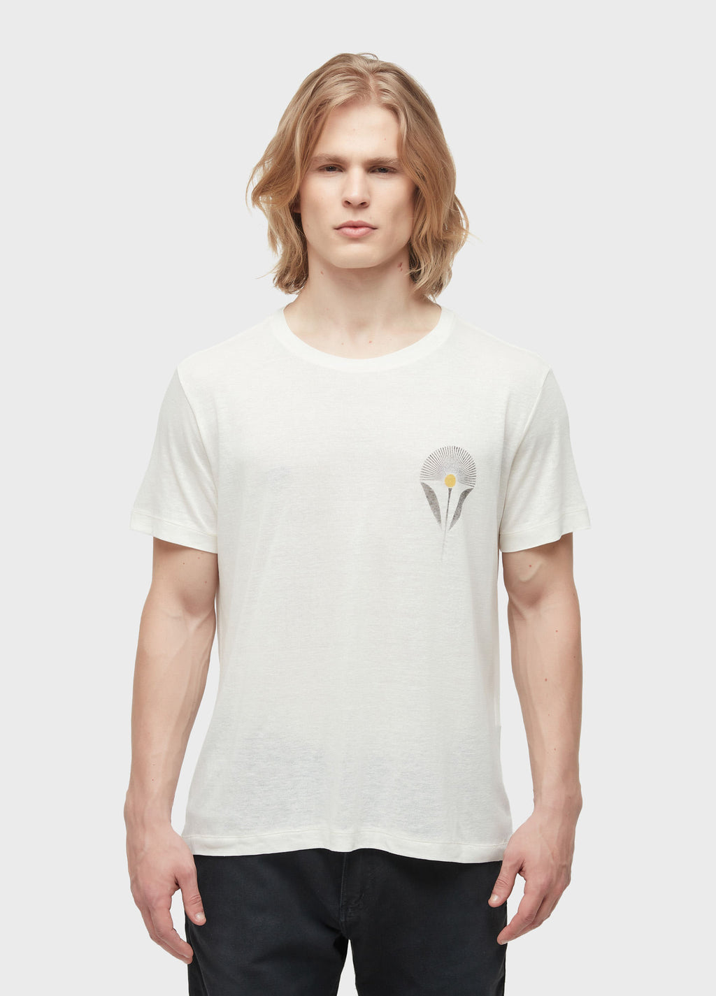 T-SHIRT LIGHT LINEN FLOWER SUN SHORT SLEEVE