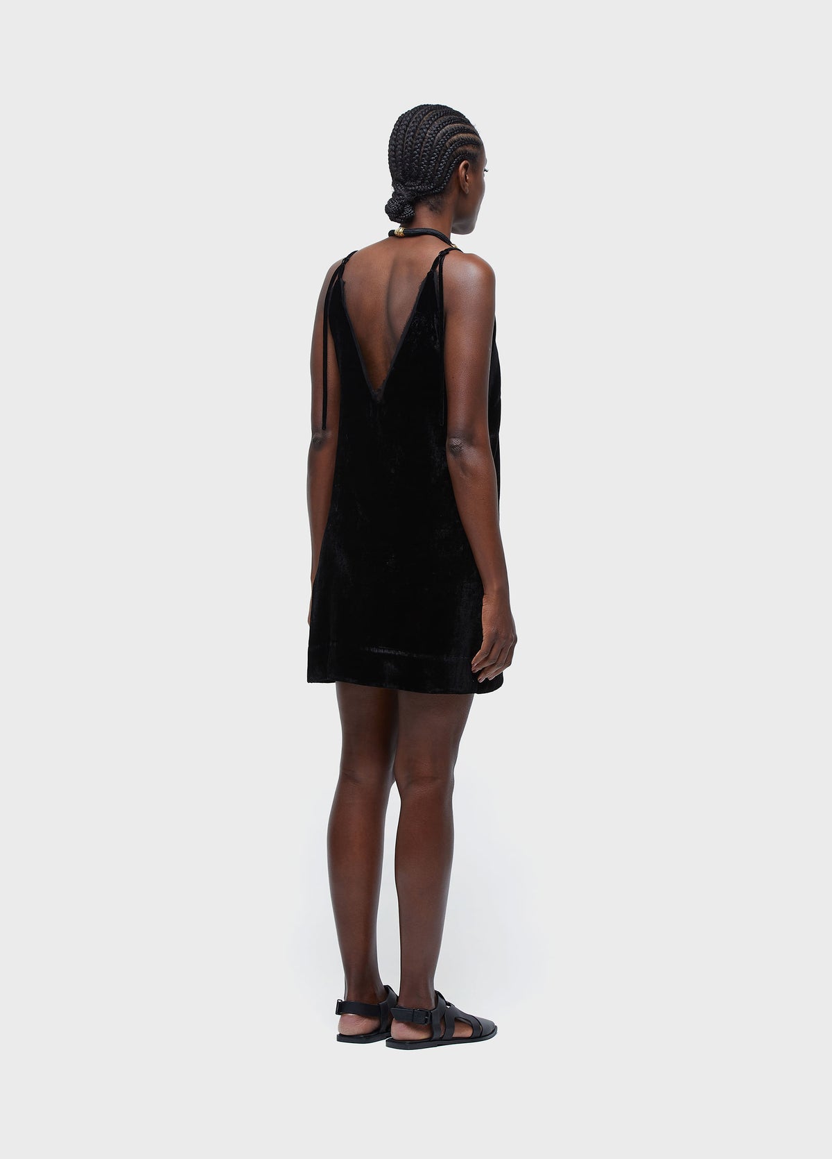 STRAPPY SHORT VELVET DRESS