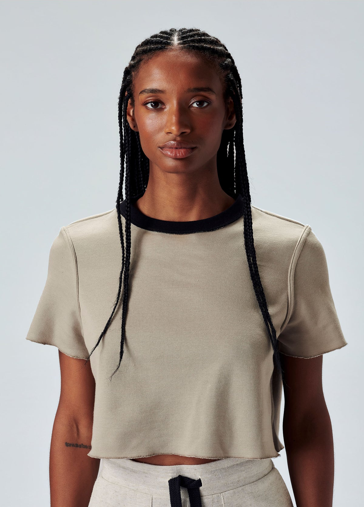 JUTE DOUBLE-SIDED SHORT-SLEEVED BLOUSE