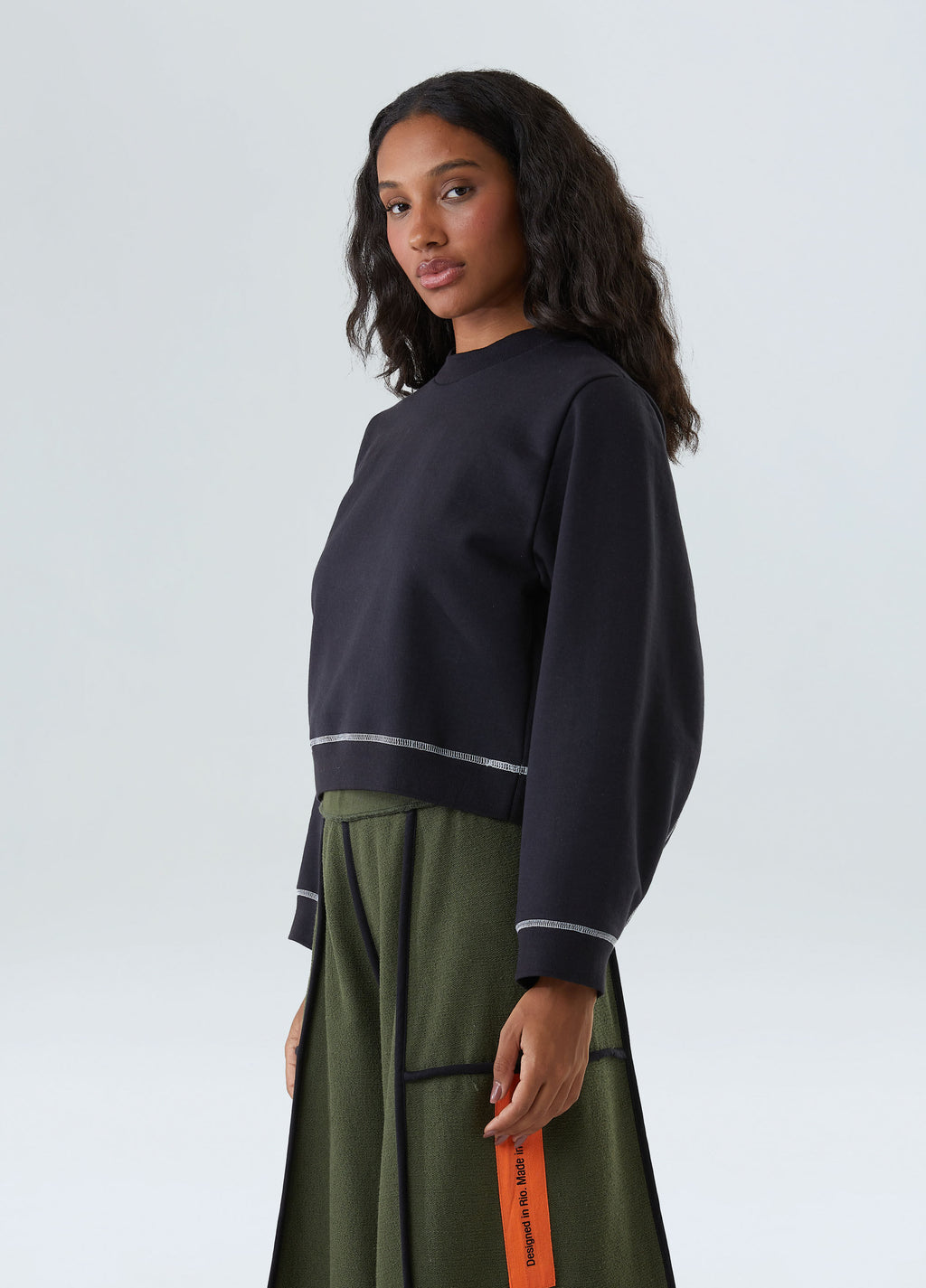 TOPSTITCHED JACKET WITH WIDE SLEEVES