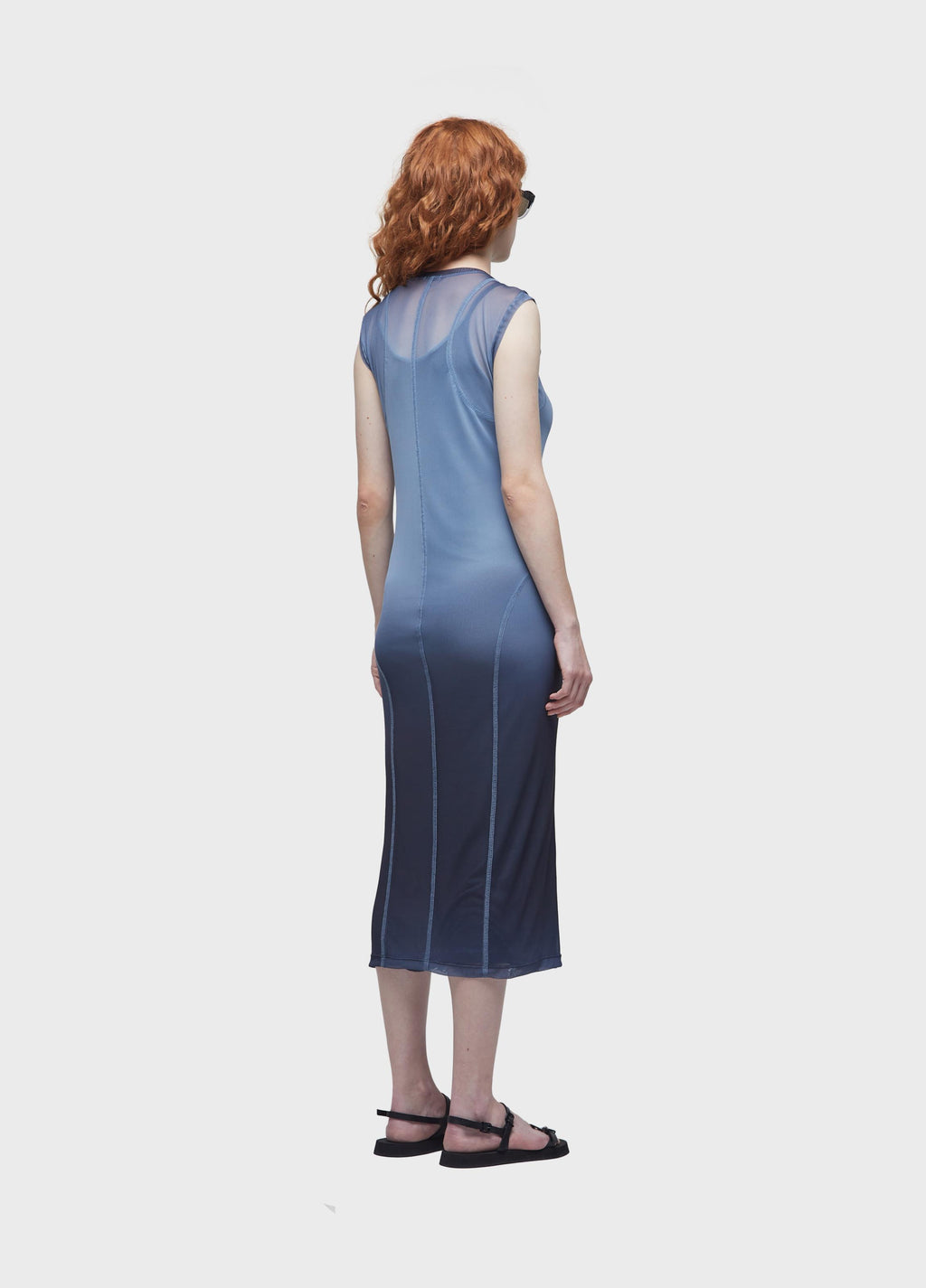 OMBRE TULLE LONG-SLEEVED DRESS