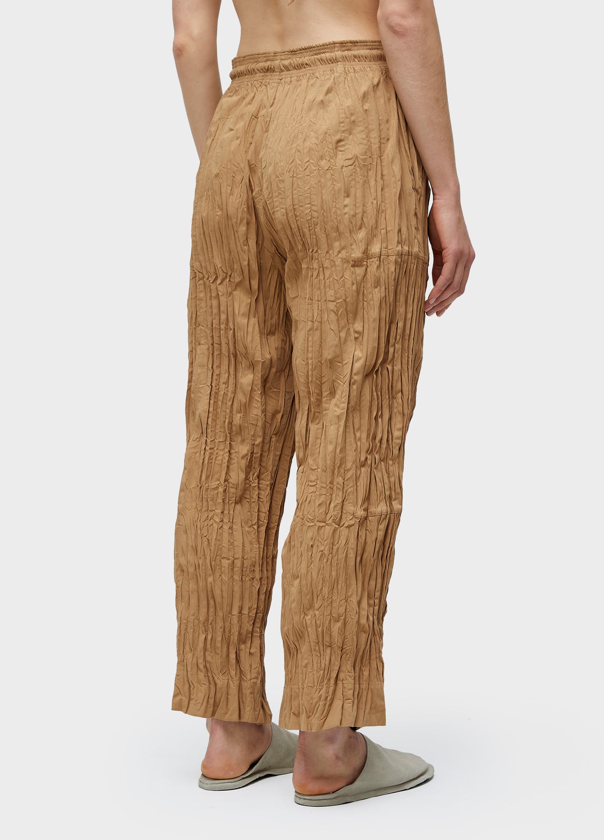 WRINKLED TRICOLINE CUTOUT TROUSERS