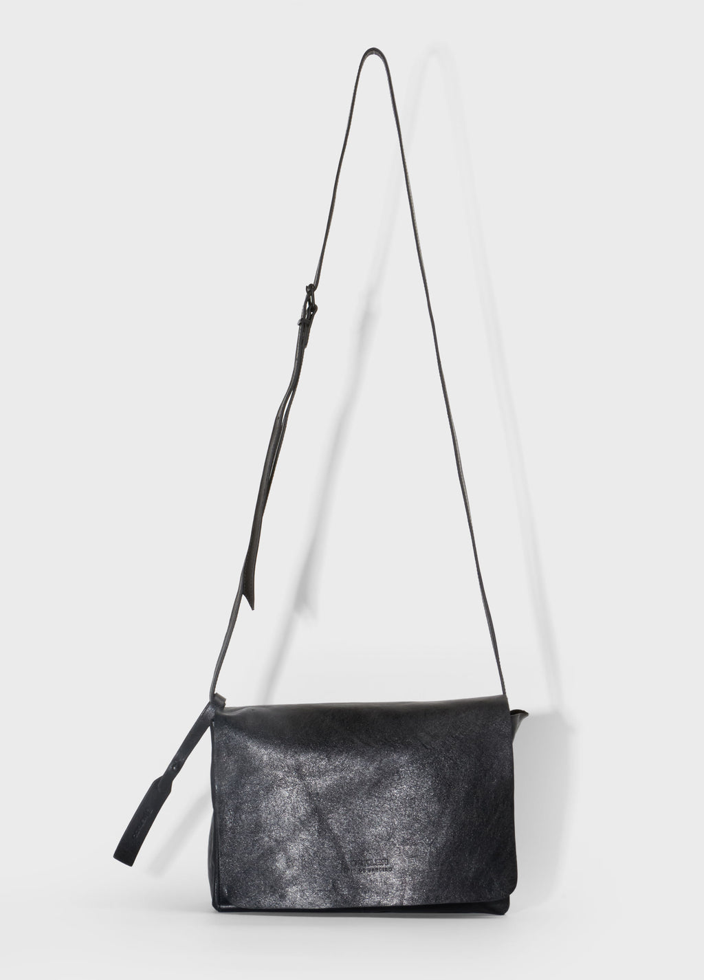 SMALL LEATHER CROSSBODY E-BASICS BAG BLACK