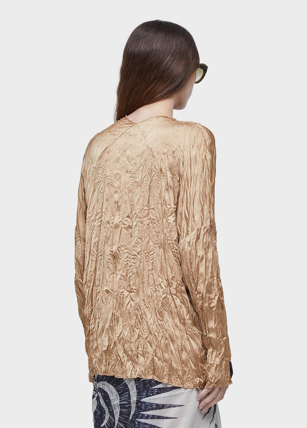 WRINKLED SATIN LONG-SLEEVED SHIRT