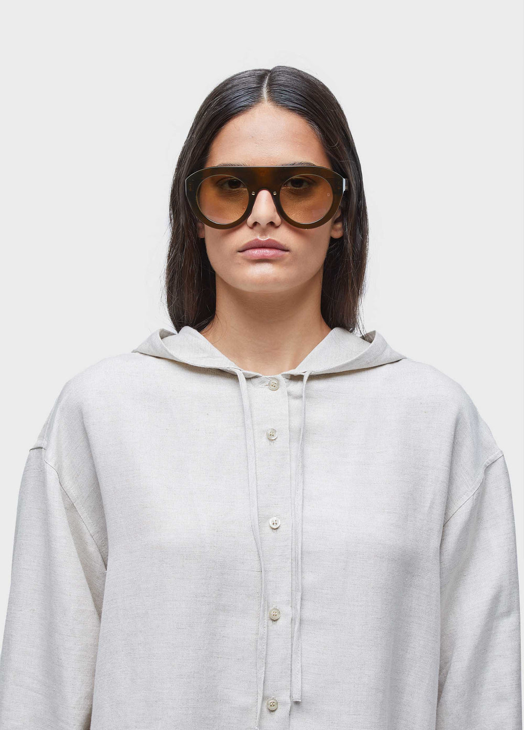 HOODED LINEN SHIRT
