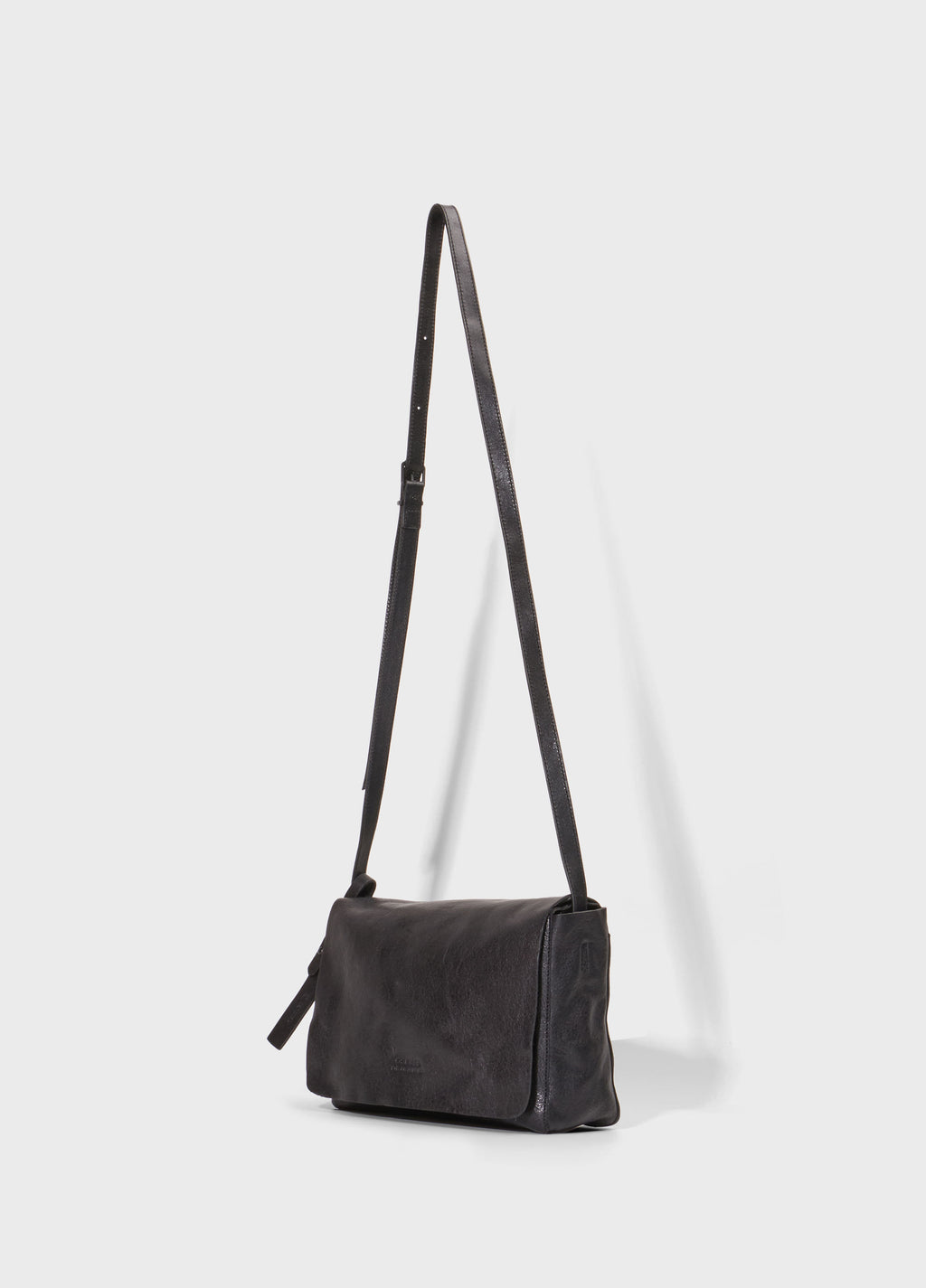 SMALL LEATHER CROSSBODY E-BASICS BAG BLACK