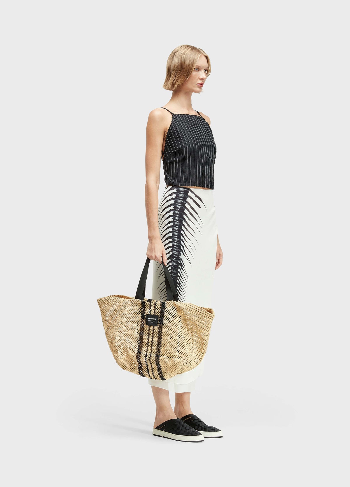 STRAPPY SMOCKED LINEN BLOUSE