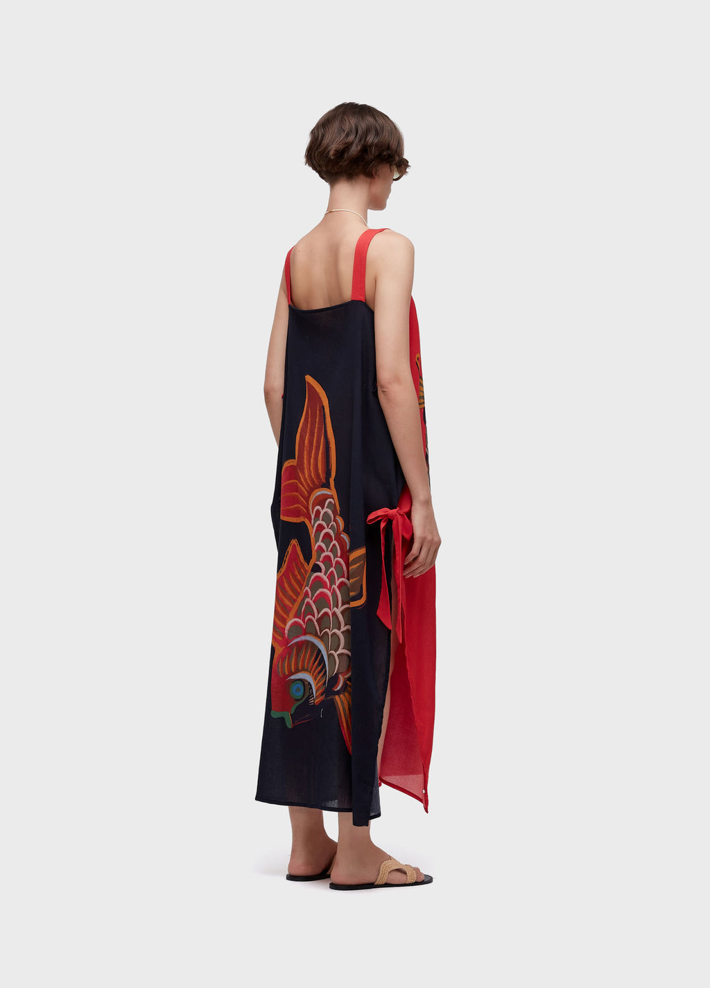 RED FISH PAREO DRESS