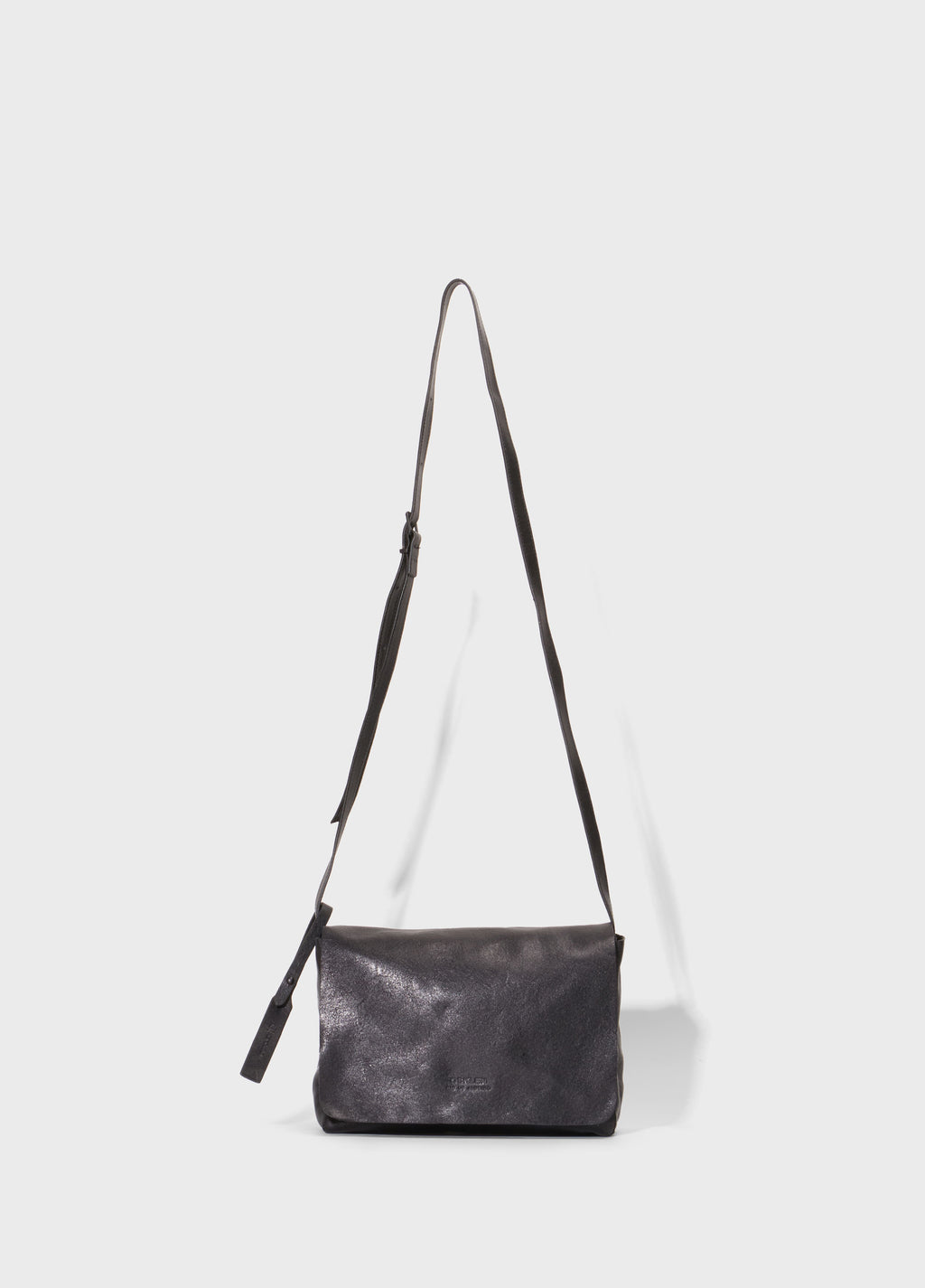 SMALL LEATHER CROSSBODY E-BASICS BAG BLACK