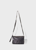 SMALL LEATHER CROSSBODY E-BASICS BAG BLACK