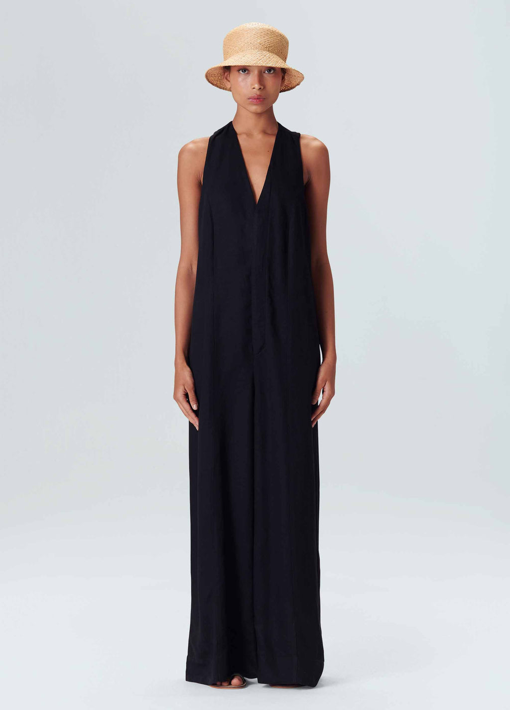 V-NECK LINEN JUMPSUIT