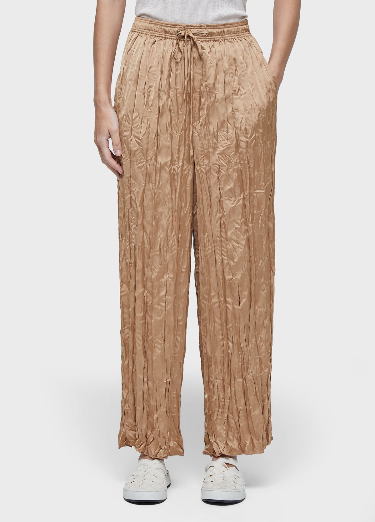 SATIN TRICOLINE STRAIGHT-LEG PANTS