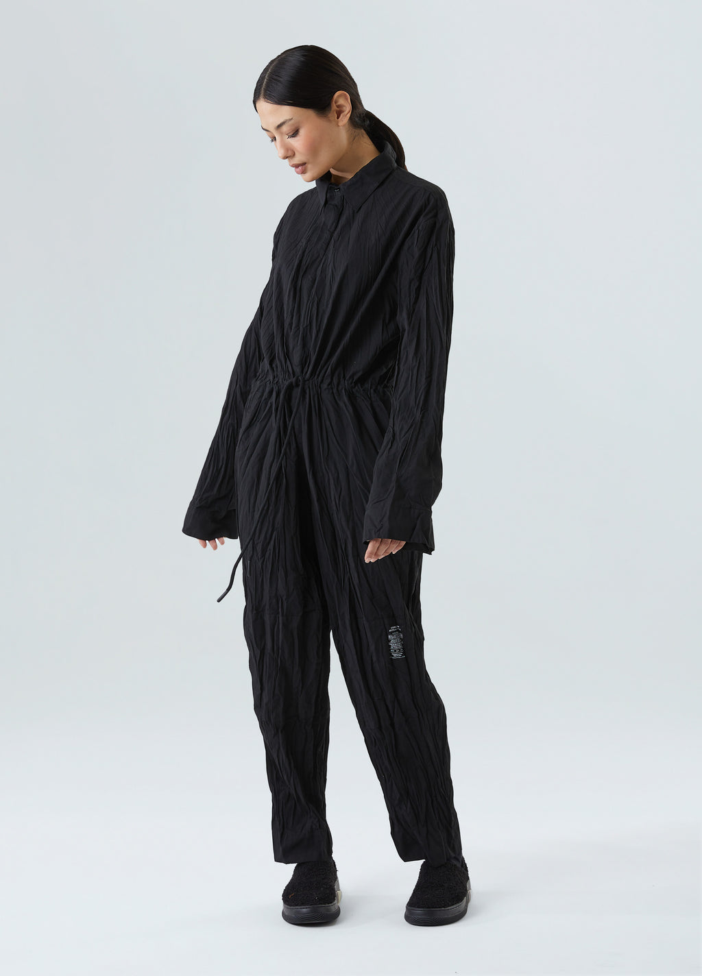LONG SLEEVE WRINKLED TRICOLINE JUMPSUIT