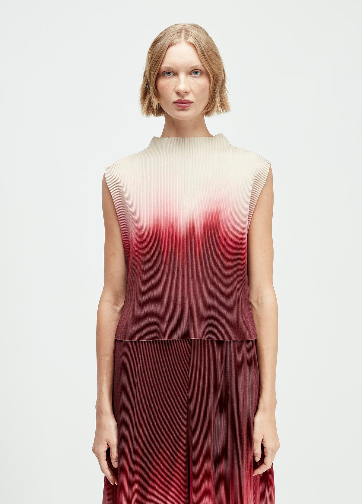 BLUSA SLEEVELESS PLISSÉ BLURRED RED