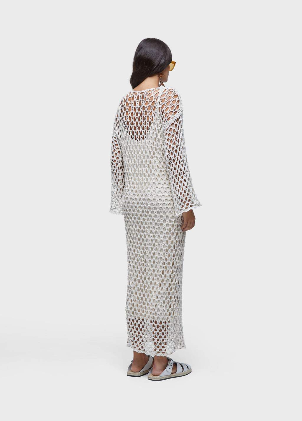 OPEN KNIT LONG-SLEEVED DRESS