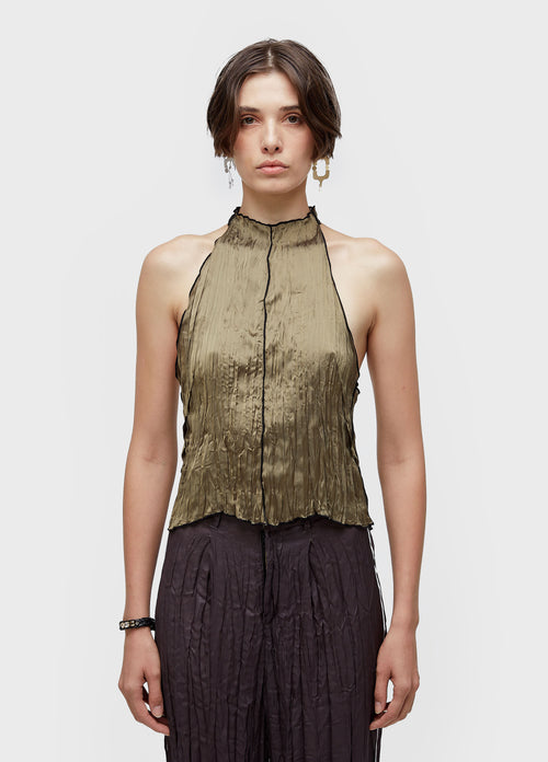 RAGLAN WRINKLE DOUBLE-FACED SATIN BLOUSE