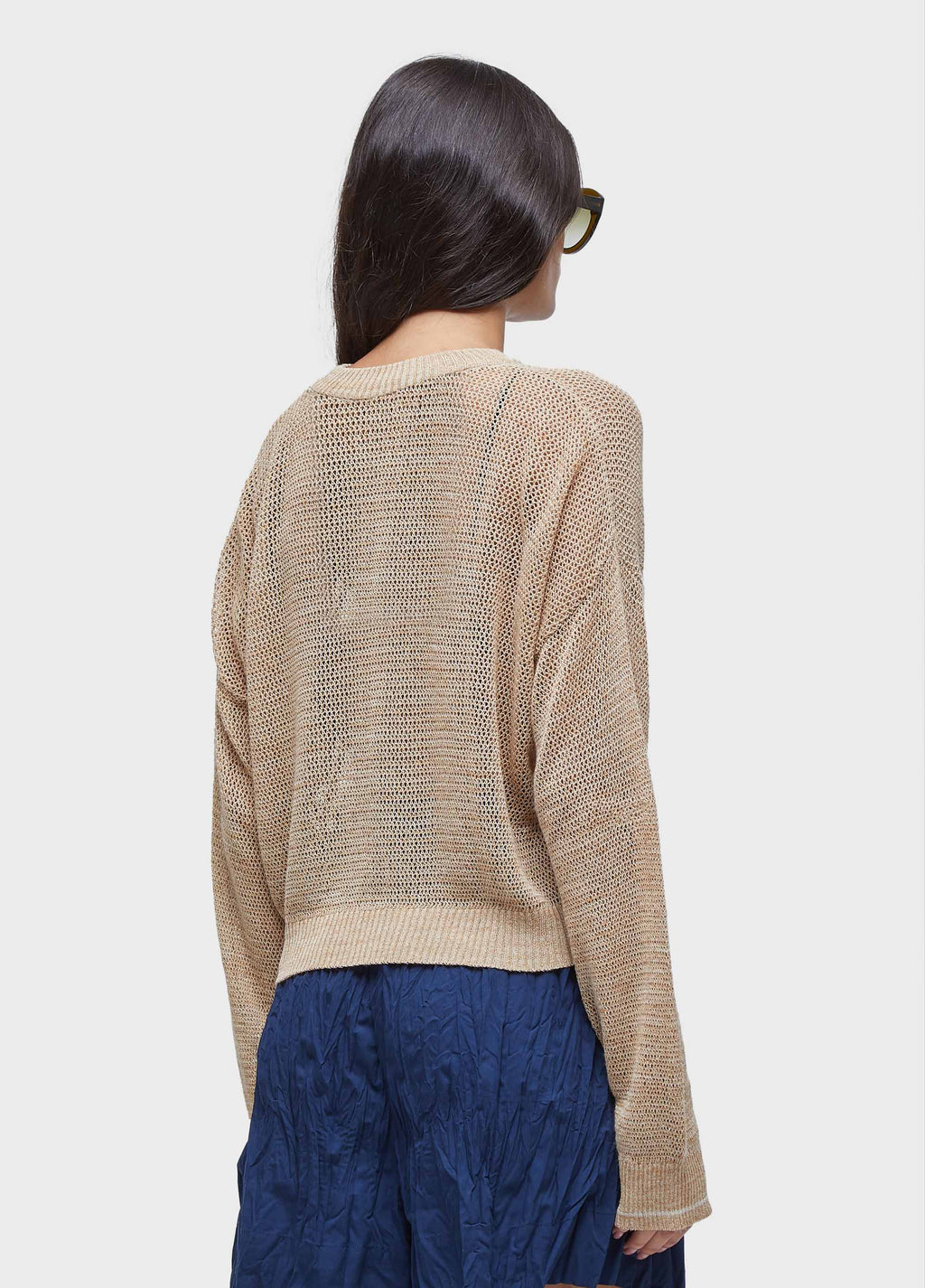 CORK KNIT LS BLOUSE