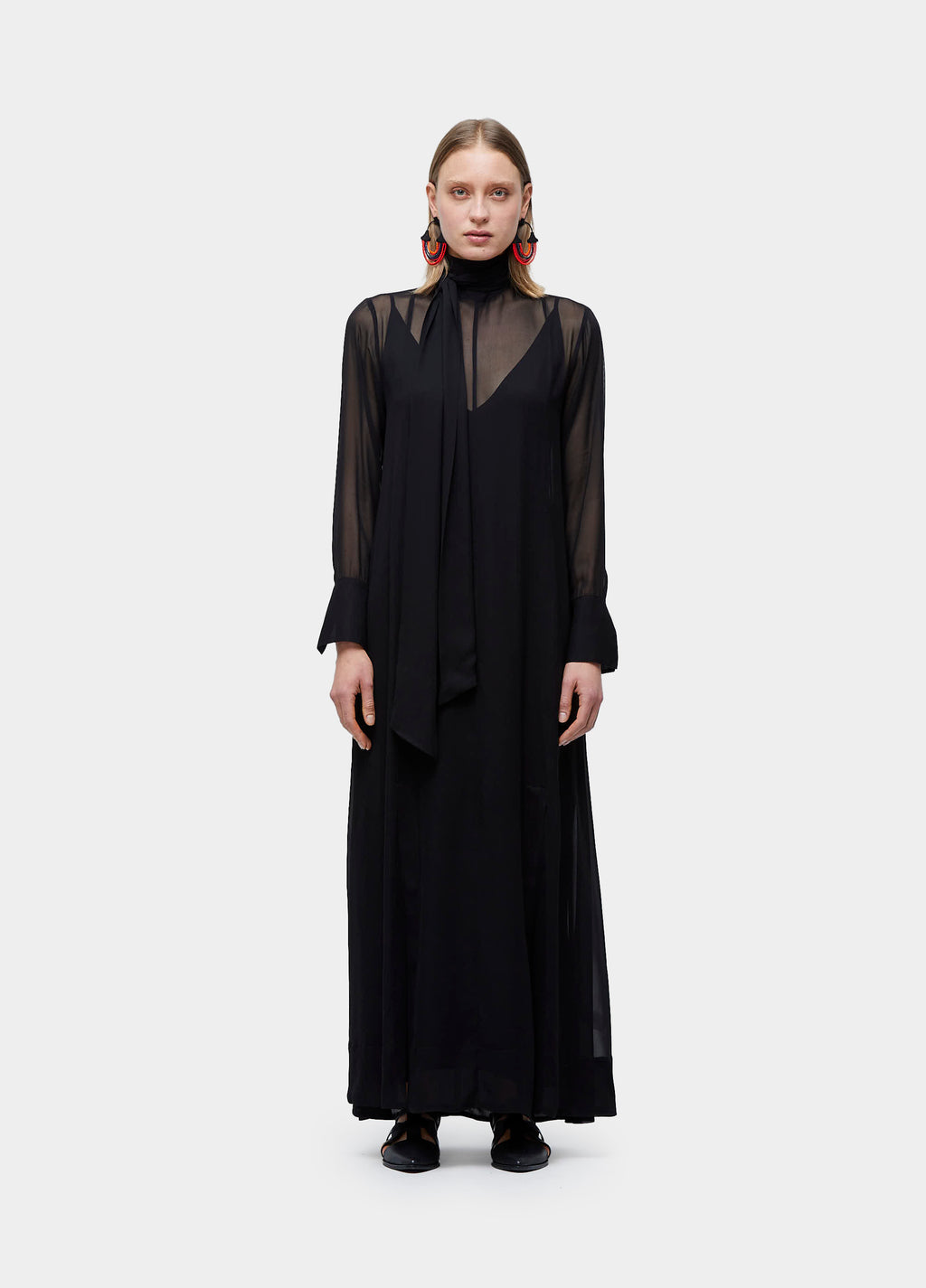 LONG SLEEVE LONG DRESS WITH COLLAR