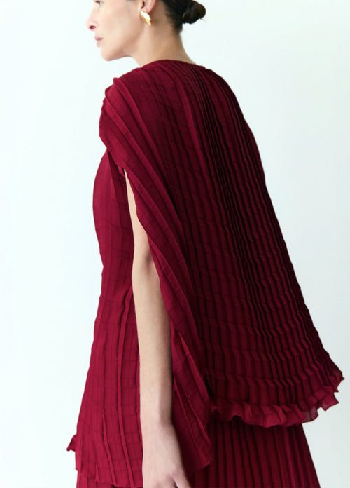 PLAID PLEATS BLOUSE