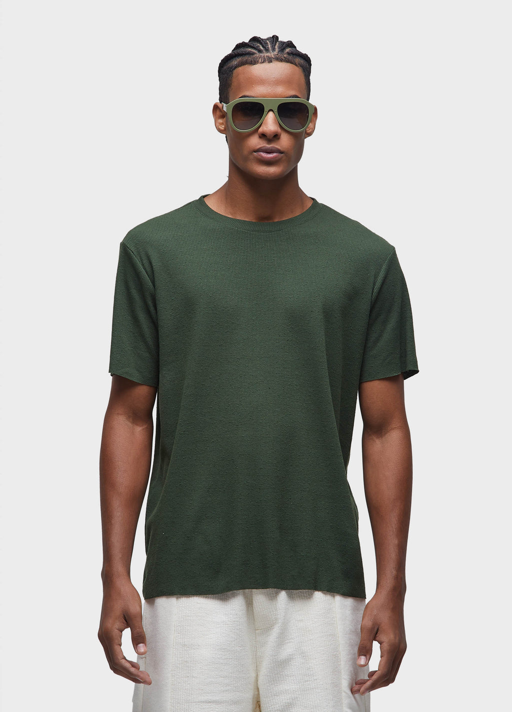 LIGHT RIBBED SHORT-SLEEVED T-SHIRT