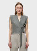 RECYCLED LINEN TIE-FRONT BLOUSE