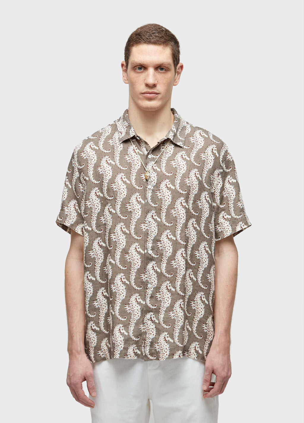 Camisa Linen Seahorse Green MC Verde/Off-White – Osklen – foto 1