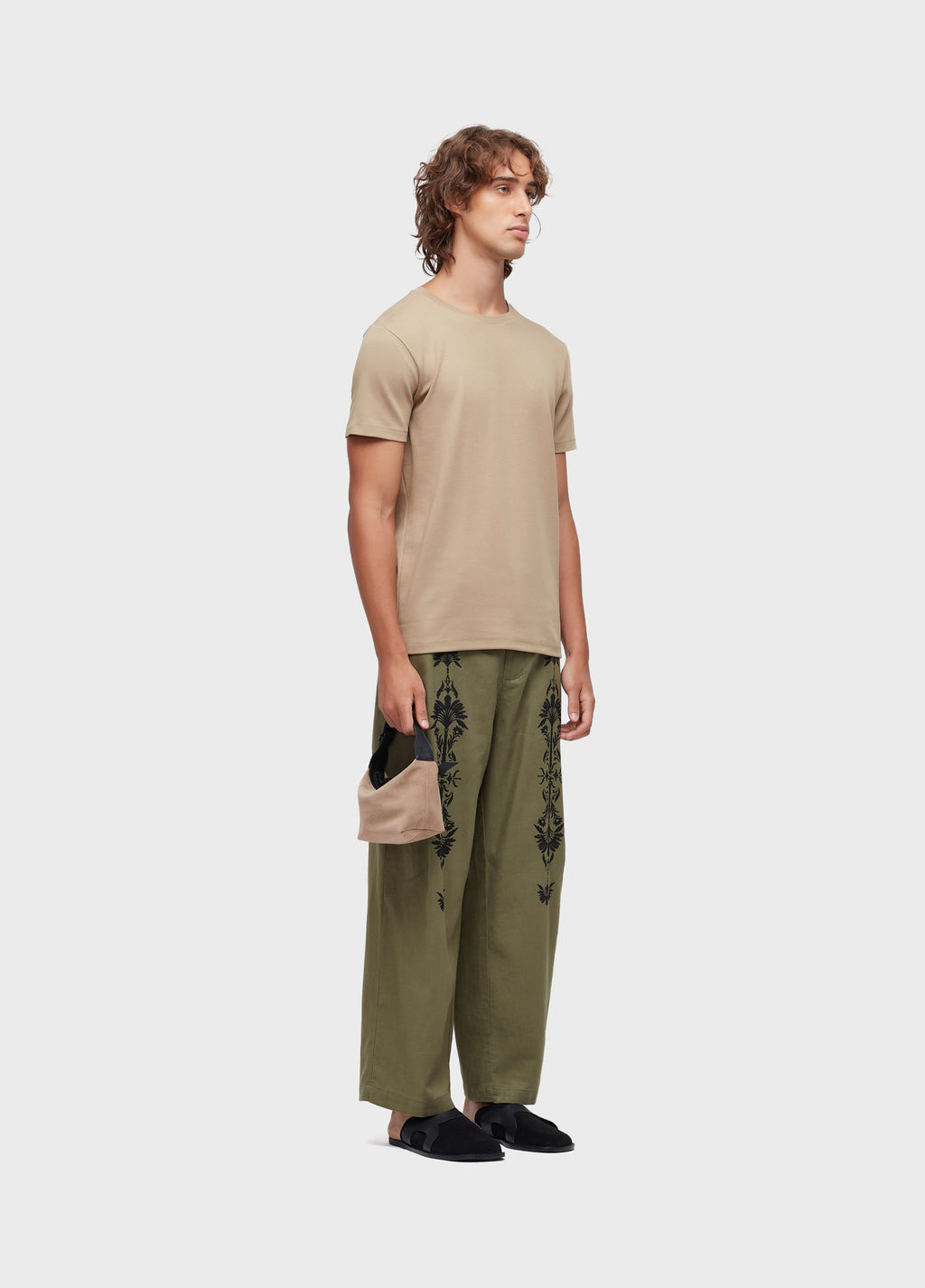 PALM ARABESQUE LINEN PANTS