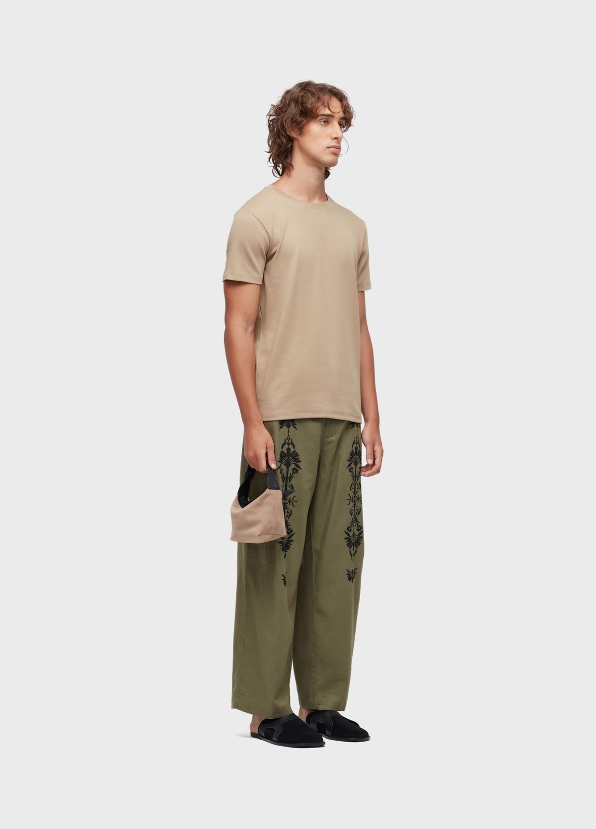 PALM ARABESQUE LINEN PANTS