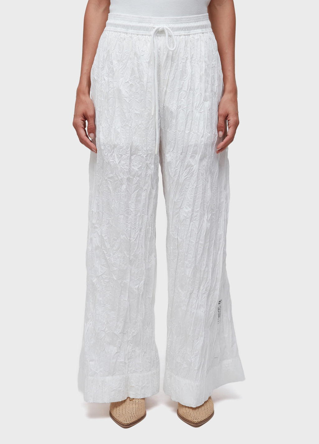 WRINKLE TRICOLINE STRAIGHT-LEG PANTS