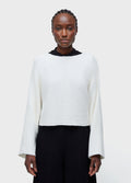 BOOUCLE KNIT SWEATER WITH TOPSTITCHING