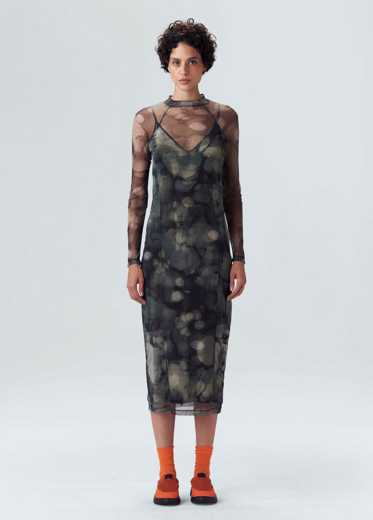 FUNGUS TULLE LONG SLEEVE DRESS