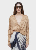 WRINKLED SATIN LONG-SLEEVED SHIRT