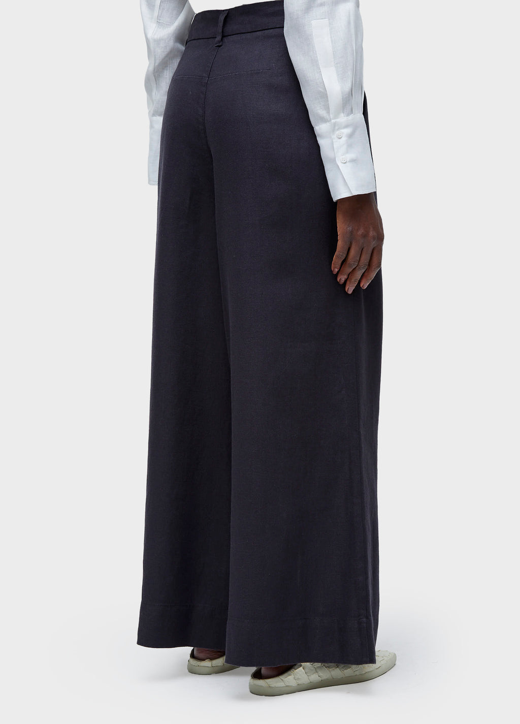 WAXED LINEN TUXEDO TROUSERS