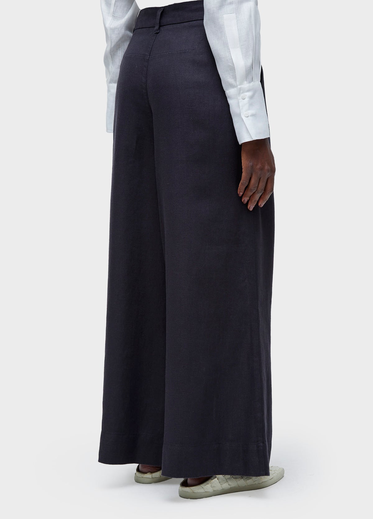 WAXED LINEN TUXEDO TROUSERS