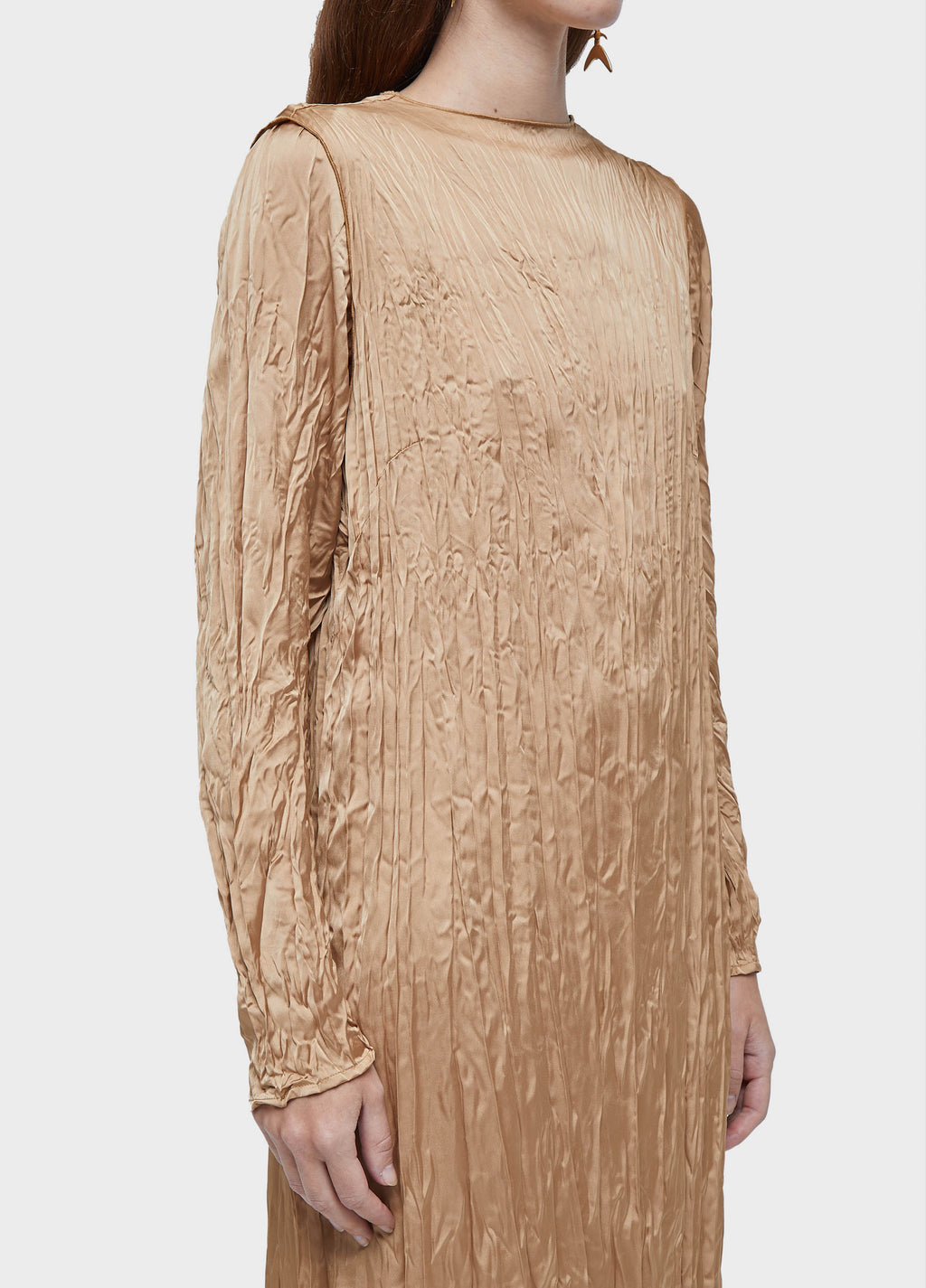 WRINKLED SATIN DOUBLE FACE DRESS