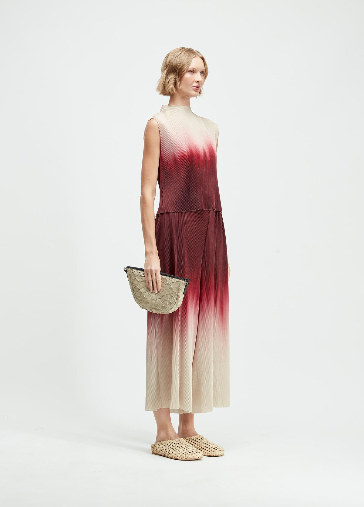 BLUSA SLEEVELESS PLISSÉ BLURRED RED