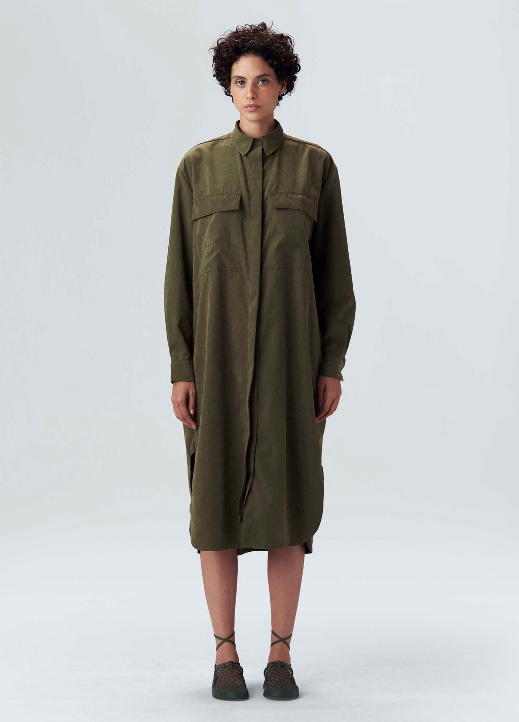 MIDI SHIRT DRESS WITH POCKETS