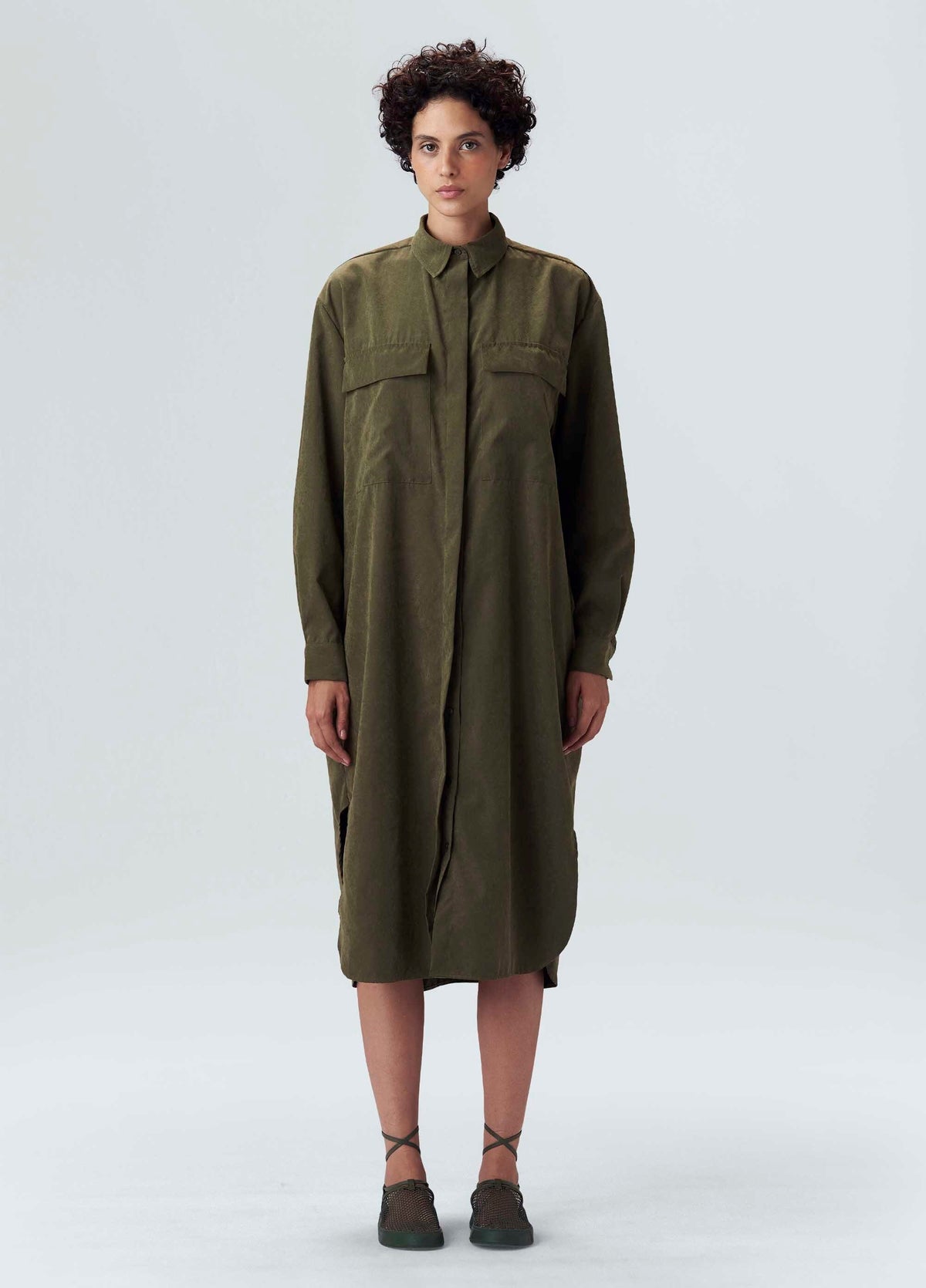 MIDI SHIRT DRESS WITH POCKETS