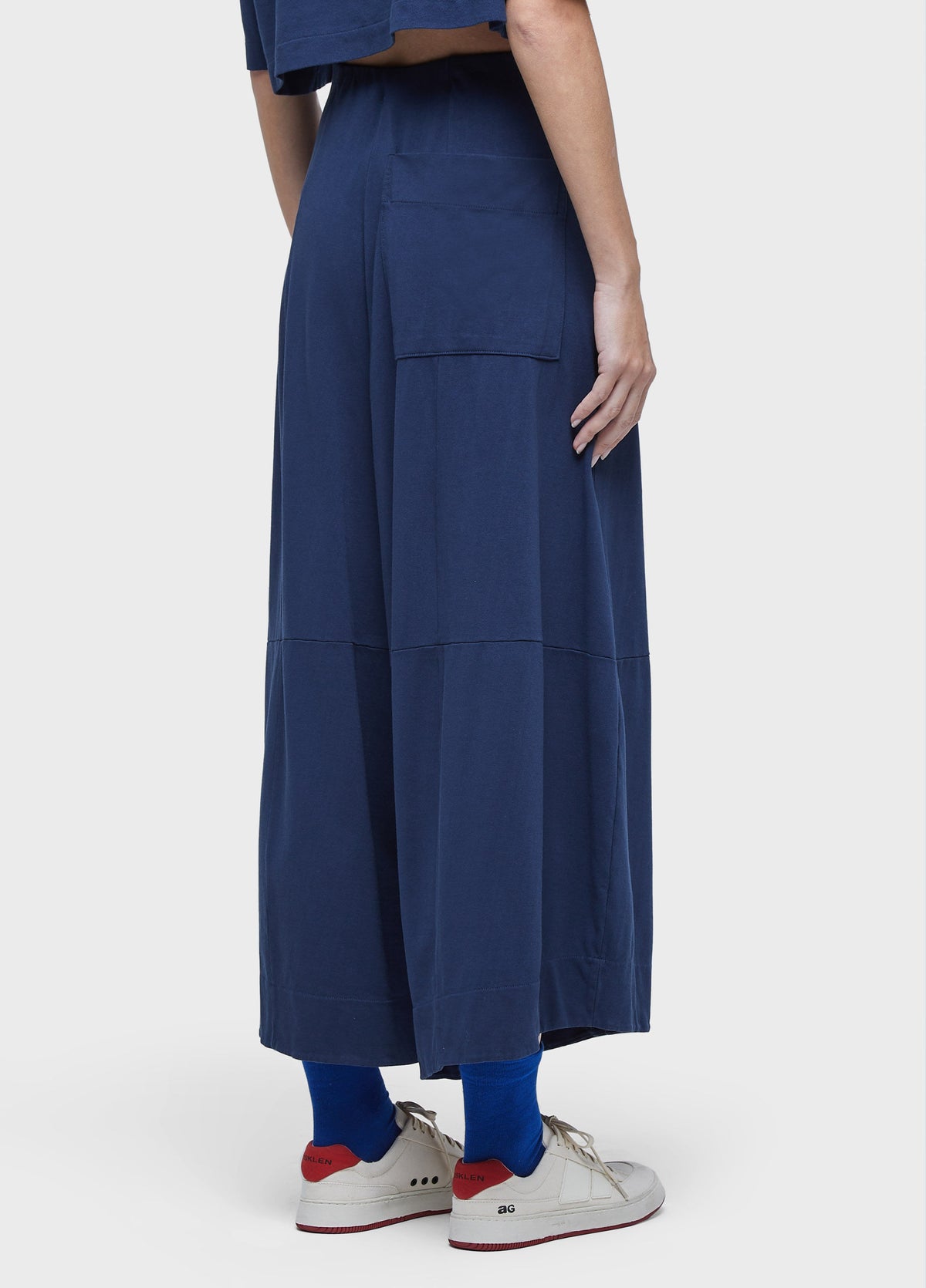 NAVY WIDE-LEG PANTS