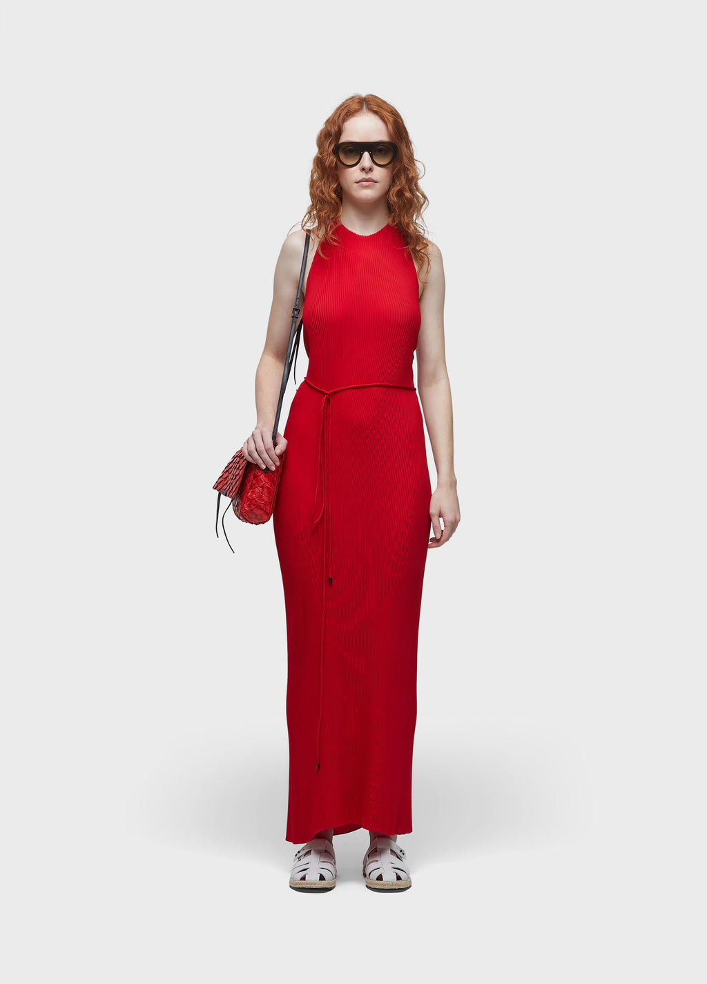 PLEATED HALTER DRESS